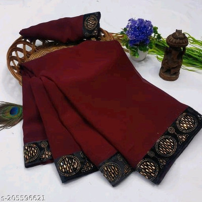 Banarasi wala Temple Border Bollywood Georgette Saree(Maroon)