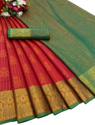 Bloviate Self Design Bollywood Jacquard, Silk Blend Saree(Multicolor)