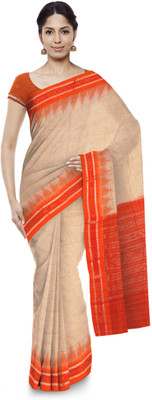 handloom paridhaan Printed Daily Wear Pure Cotton Saree(Beige)