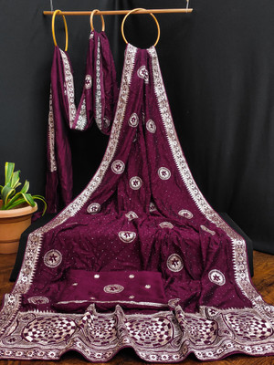 K SALIYA ENTERPRISE Embroidered Bollywood Polyester Saree(Maroon)