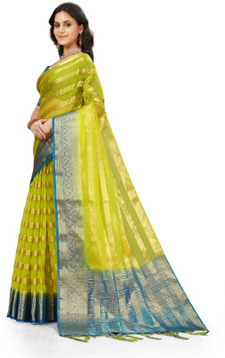 Aarunika MNT Woven Bollywood Organza Saree(Green)