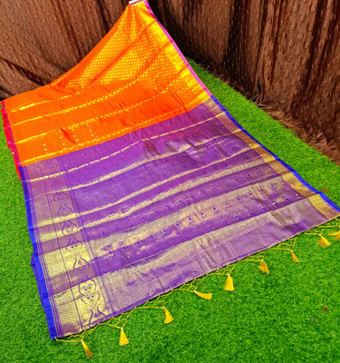 Spewim Woven Mysore Art Silk Saree(Orange)