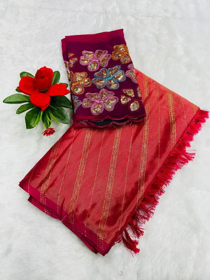 KANDORA Floral Print Daily Wear Brasso Saree(Pack of 2, Pink)