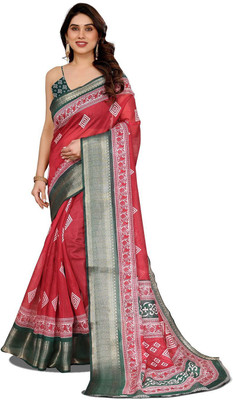 Moda Rapido Printed Bollywood Cotton Blend Saree(Maroon)