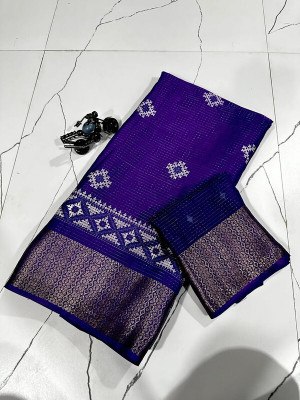 NavinyaVastra Printed Banarasi Jacquard Saree(Red)