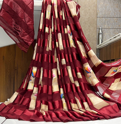 Bombey Velvat Fab Self Design Bandhani Chiffon, Silk Blend Saree(Maroon)