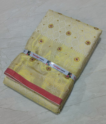 ANAYA SILK Printed Sambalpuri Chiffon Saree(Cream)
