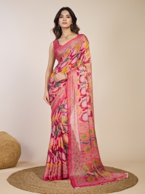 RISILA Digital Print, Floral Print, Geometric Print Bollywood Brasso Saree(Multicolor)