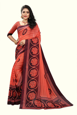 RUNAYA NX Printed Daily Wear Georgette Saree(Red)
