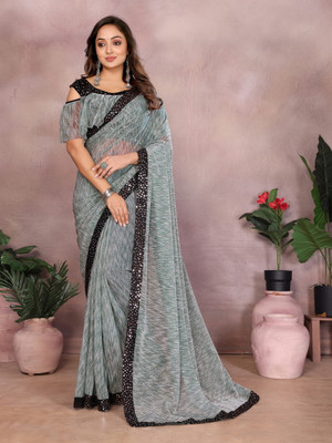miracletex Printed Bollywood Lycra Blend Saree(Grey)