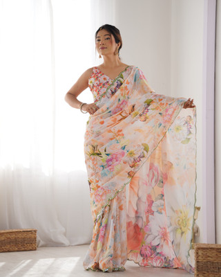 Moda Rapido Embroidered Bollywood Chiffon Saree(Silver)