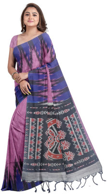 maadurga Printed Sambalpuri Cotton Blend Saree(Multicolor)