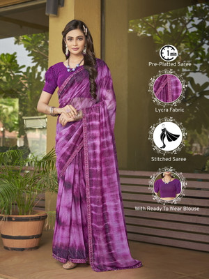 Sariya Embellished, Ombre Bollywood Lycra Blend Saree(Purple)