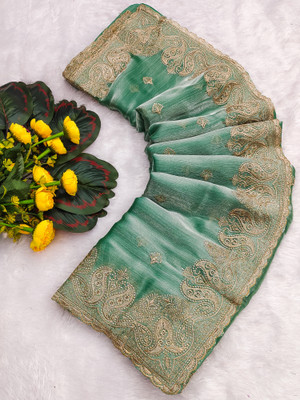 NIRMOHIFASHION Embroidered Bollywood Jimmy choo Saree(Light Green)