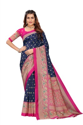 maayro Printed Daily Wear Art Silk Saree(Dark Blue)