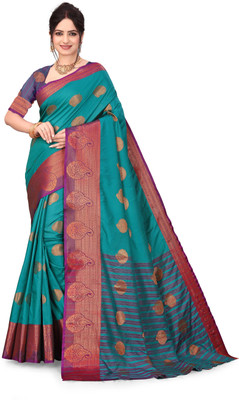 Nikita Fashion Woven Kanjivaram Jacquard Saree(Multicolor)