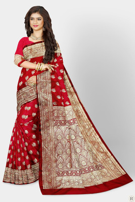 Ansari fabrik Woven Banarasi Handloom Satin Saree(Red)