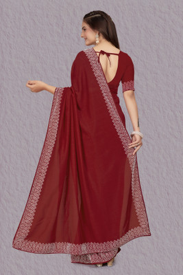 KEYU FASHION Embellished Bollywood Georgette Saree(Maroon)