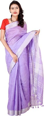 HAIDER ALI AND SONS Self Design Bhagalpuri Linen Saree(Purple)