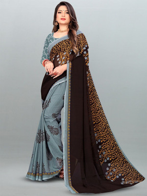 Moda Rapido Printed Daily Wear Georgette Saree(Brown)
