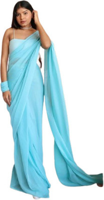JATADHAR FAB Self Design Ready to Wear Georgette Saree(Blue)