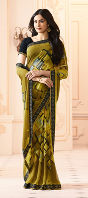 Hensi sarees shop Woven Paithani Georgette, Art Silk Saree(Yellow)