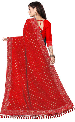vishnu laxmi creation Self Design Chanderi Art Silk Saree(Red)