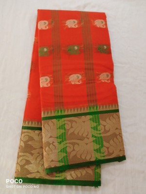 Parbati fashion Self Design Tant Pure Cotton Saree(Orange)