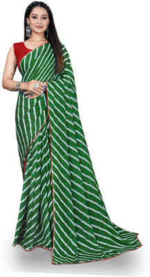 SVB Sarees Printed Leheria Georgette Saree(Green)