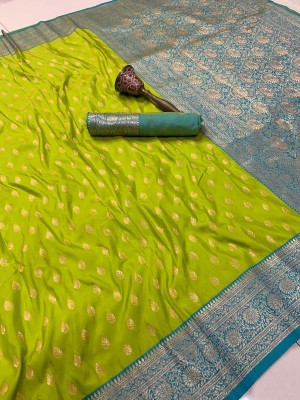 Tasrika Printed Kanjivaram Silk Blend Saree(Light Green)