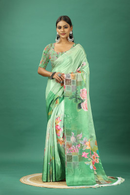 nirmal creation Self Design Bollywood Crepe Saree(Light Green)