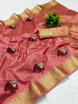 Divastri Printed Bandhani Cotton Silk Saree(Pink)