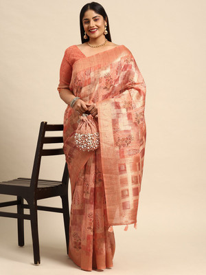 Sztori Woven, Self Design Bollywood Cotton Linen Saree(Multicolor)