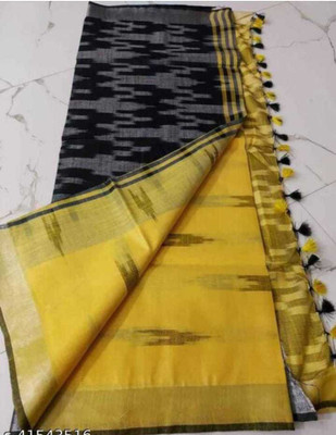 DNTEXTILE Printed Ikkat Cotton Blend Saree(Multicolor)