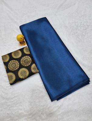Arpita Fashion Solid/Plain Bollywood Silk Blend Saree(Dark Blue)