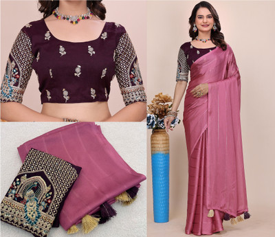 K 5 FASHION Embroidered, Embellished Bollywood Georgette Saree(Pink)