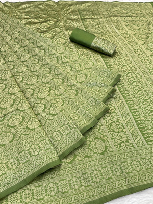 NESHVI ENTERPRISE Self Design Banarasi Jacquard Saree(Light Green)