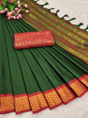 Vrutalay NX Embellished, Woven Banarasi Pure Silk Saree(Green)