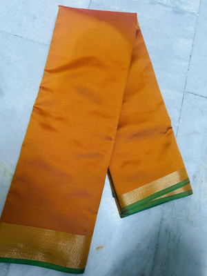 Montauk Fabians Solid/Plain Bollywood Cotton Silk Saree(Mustard)