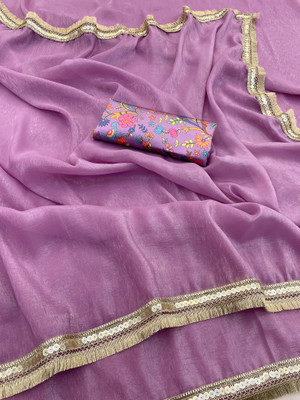 VANISWA Solid/Plain Bollywood Jimmy choo Saree(Purple)