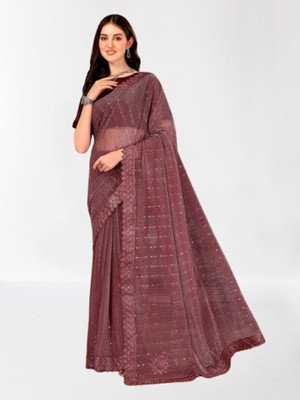 Vragi Embellished Bollywood Lycra Blend Saree(Maroon)