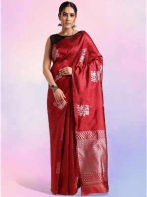 VASALI Woven Kanjivaram Pure Silk, Art Silk Saree(Maroon)