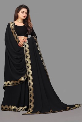 Mahadhya Temple Border Bollywood Georgette Saree(Black)