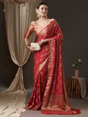 Sareemall Woven Kanjivaram Georgette Saree(Red)