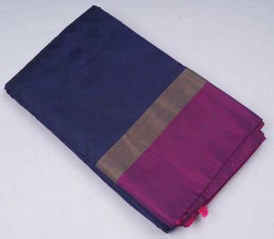 PK TRENDY COLLECTIONS Solid/Plain Kanjivaram Art Silk Saree(Dark Blue)