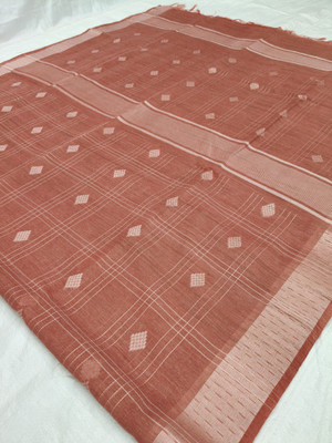 Weaveify Checkered, Woven, Self Design Bhagalpuri Art Silk, Cotton Silk Saree(Red)