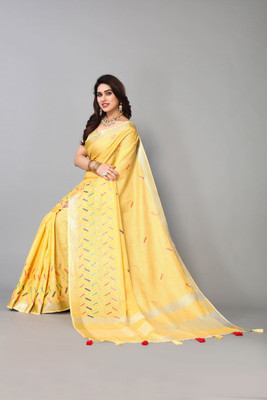 nirmal creation Digital Print Bollywood Cotton Linen Saree(Multicolor)