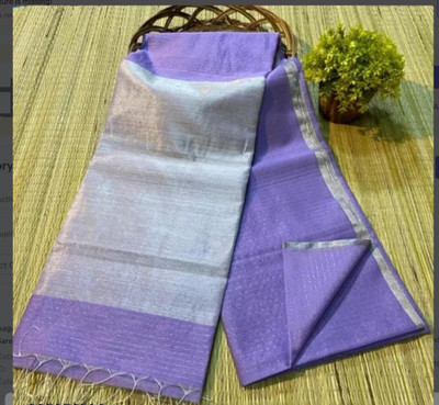 Ramkrishna Creation Checkered Handloom Cotton Silk Saree(Light Blue)