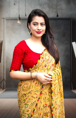 majisasaree Striped Leheria Chiffon Saree(Beige)