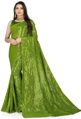 Clemira Embellished Bollywood Georgette Saree(Light Green)